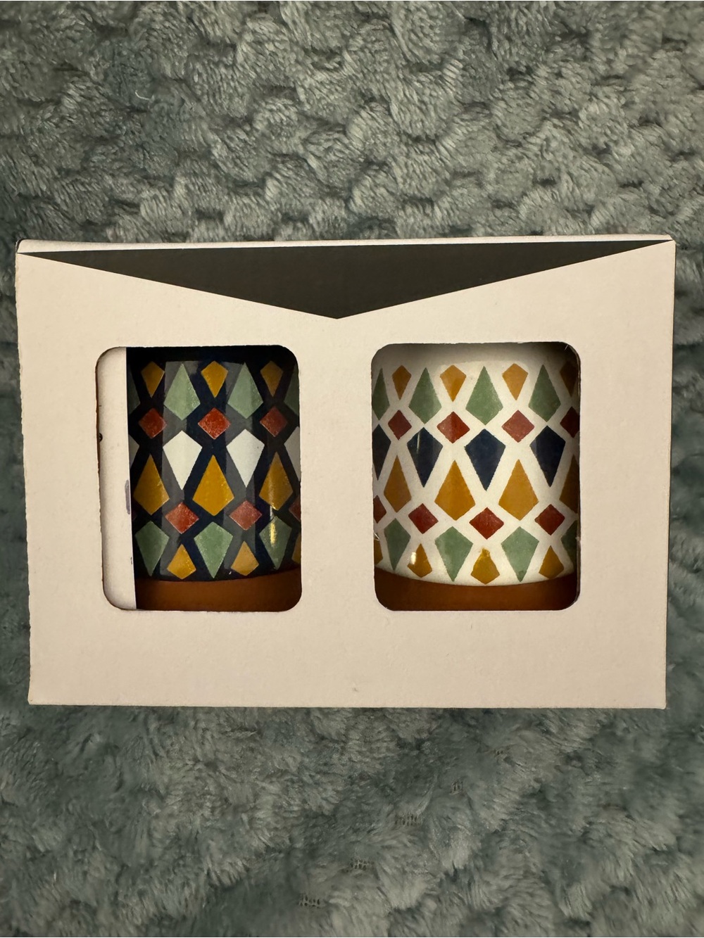 Geometric Ceramic Salt & Pepper — Navy & White